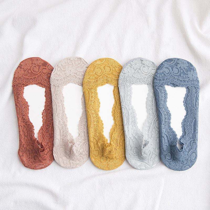 Dünne Socken flacher Mund atmungsaktives Silikon Antiskid -Spitzen unsichtbare Bootssocken Frauen Socken